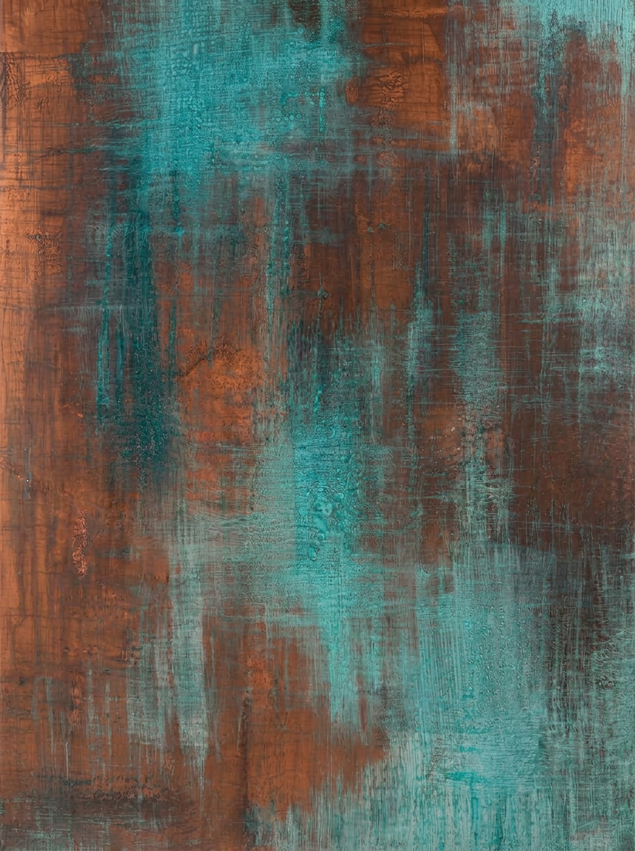 Cobre y turquesa oxidado — Acabado decorativo, taller ALMA MURO