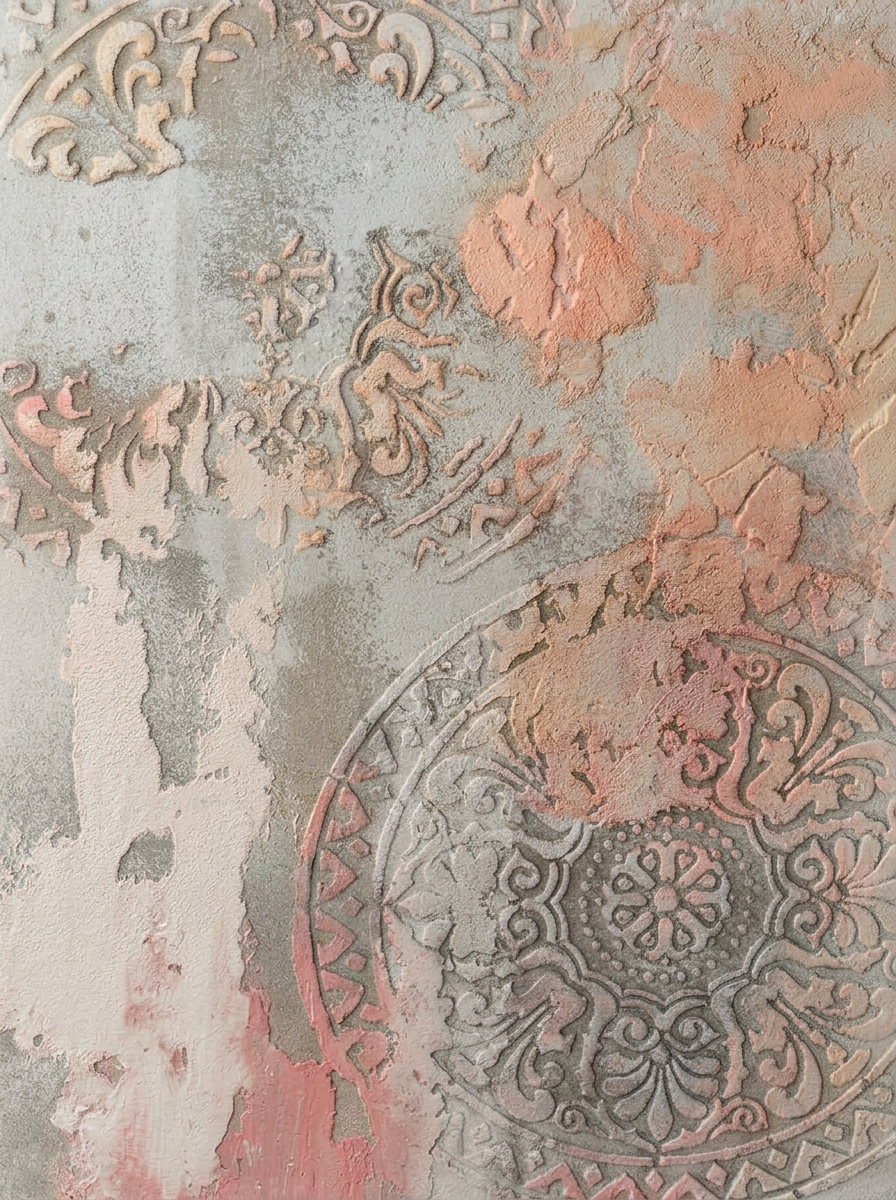 Mandala en relieve rosado — Panel decorativo para residencia