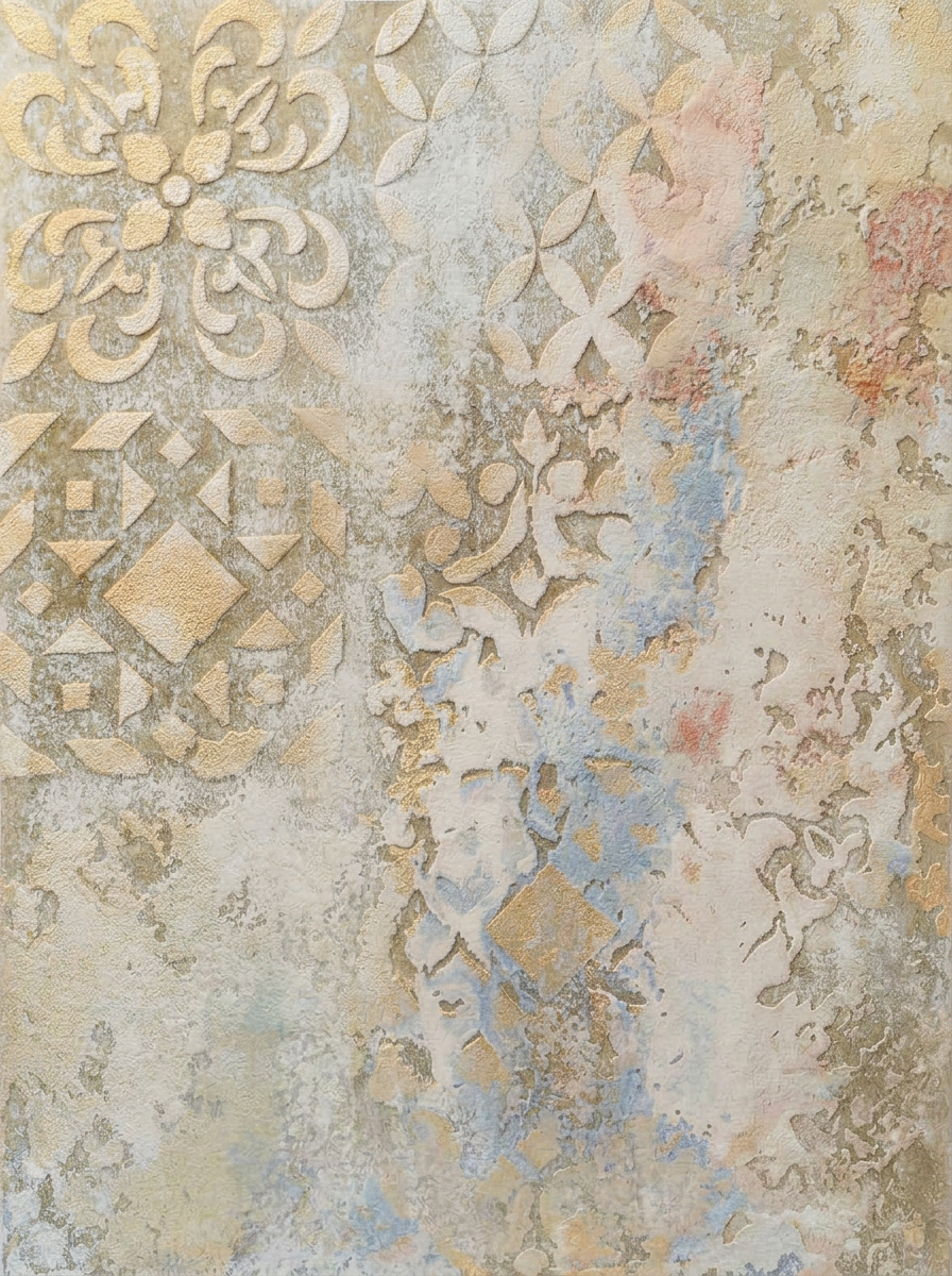 Ornamento en relieve dorado — Panel decorativo para residencia