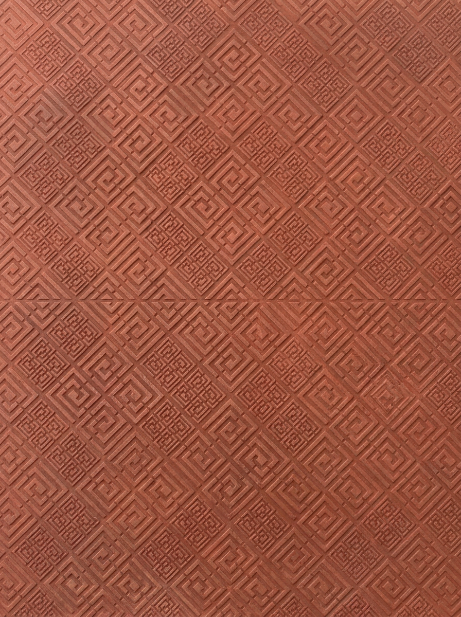 Muro geométrico terracota — Intervención de muro, Riviera Maya